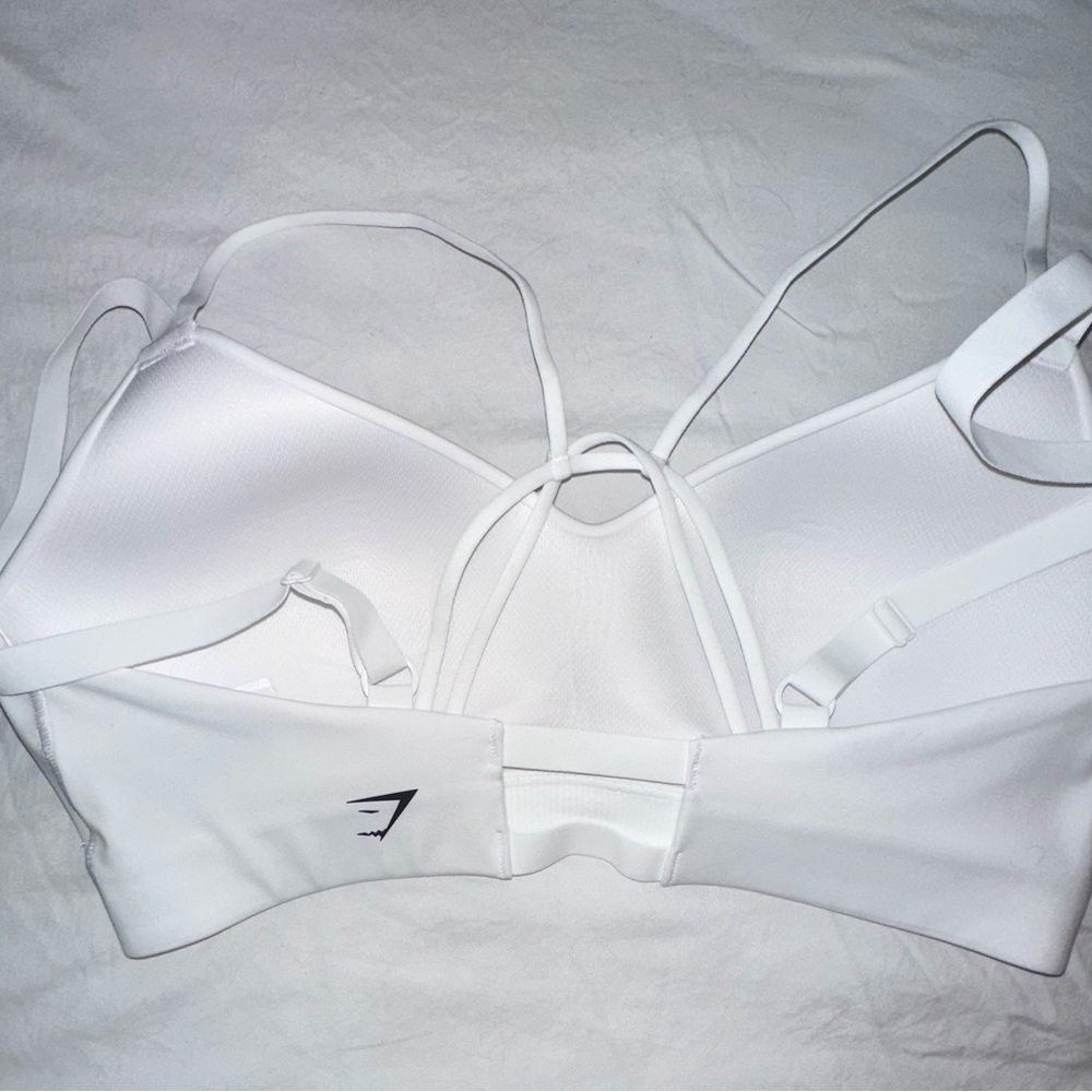 GYMSHARK White Strappy Back Sports Bra - Picture 2 of 3